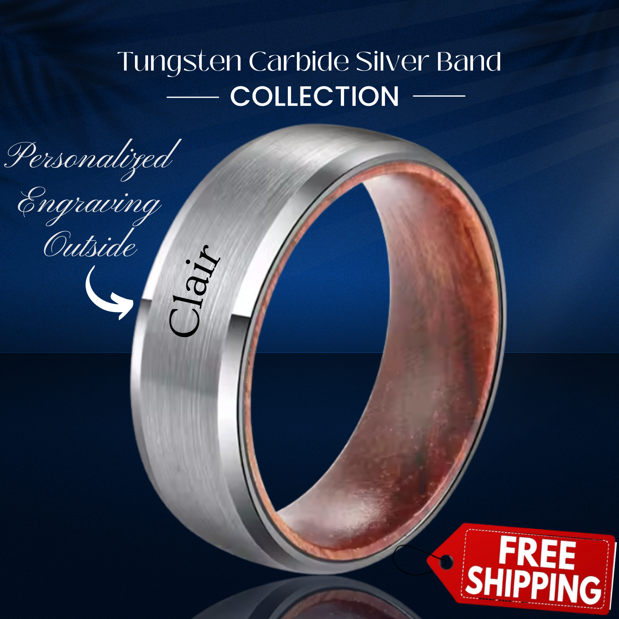Unique Men's Wooden Promise Ring – Black Whiskey Barrel Ring, Tungsten Wedding Band, Engagement Ring for Him